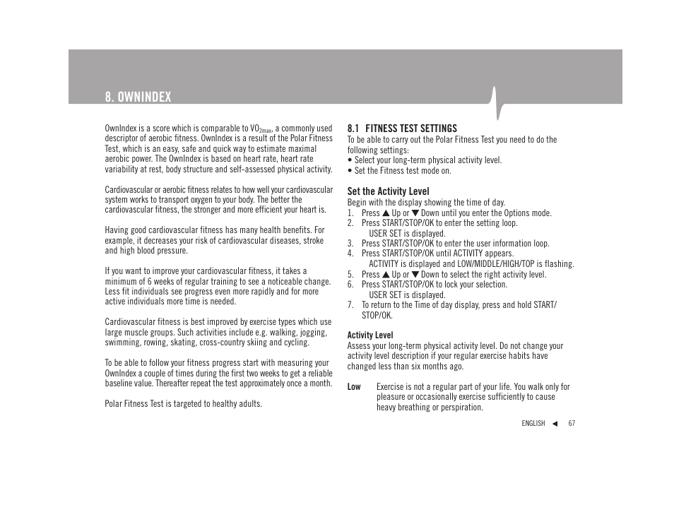 Ownindex | POLAR F92tiTM User Manual | Page 26 / 40