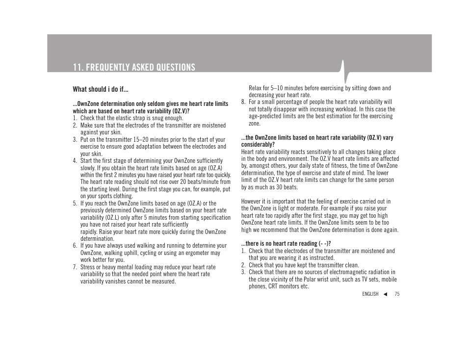 Frequently asked questions | POLAR F92tiTM User Manual | Page 34 / 40