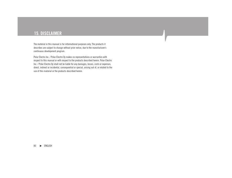 Disclaimer | POLAR F92tiTM User Manual | Page 39 / 40