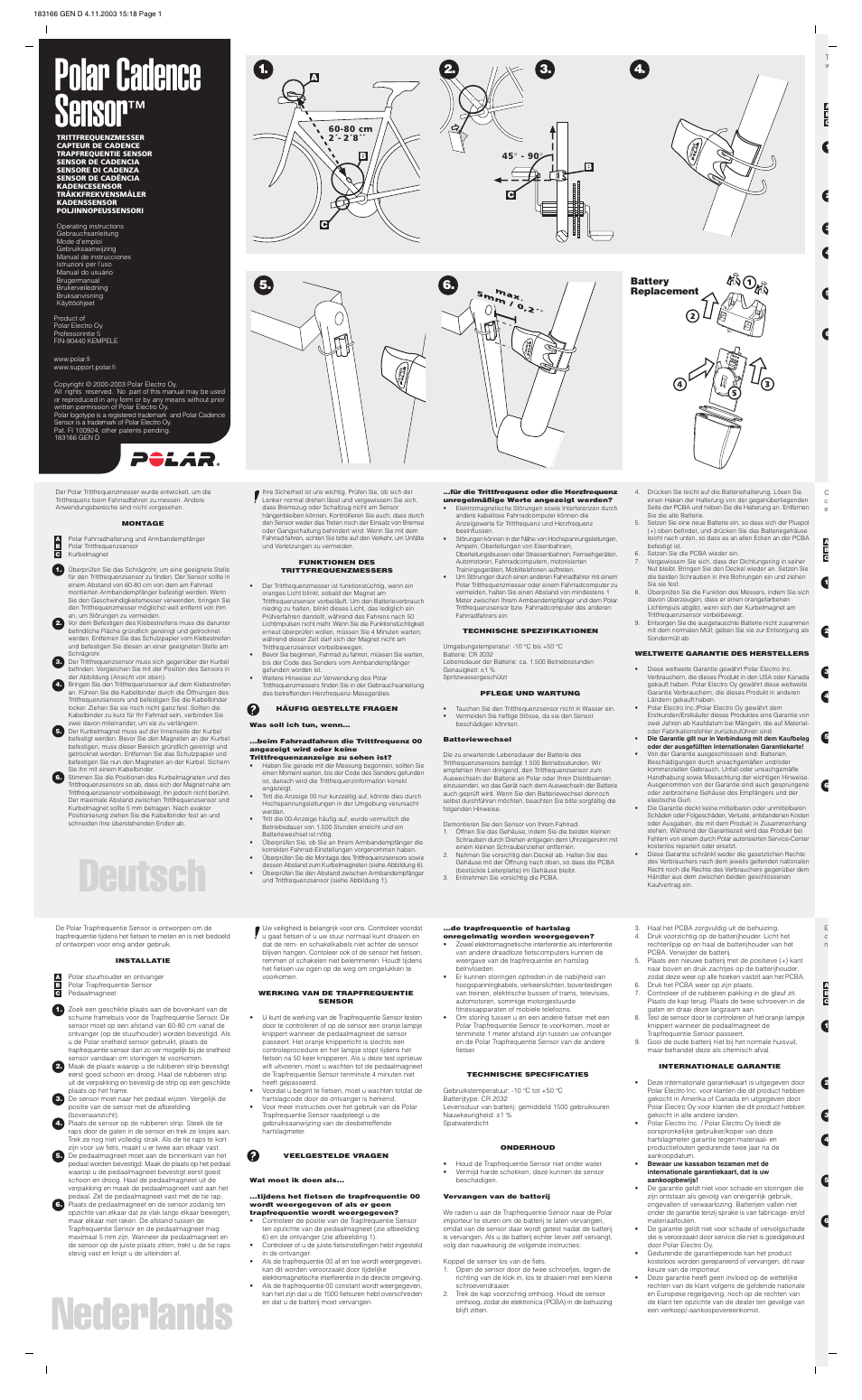 POLAR Cadence Sensor None User Manual | 4 pages