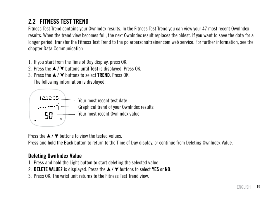 2 fitness test trend | POLAR F55 User Manual | Page 17 / 98