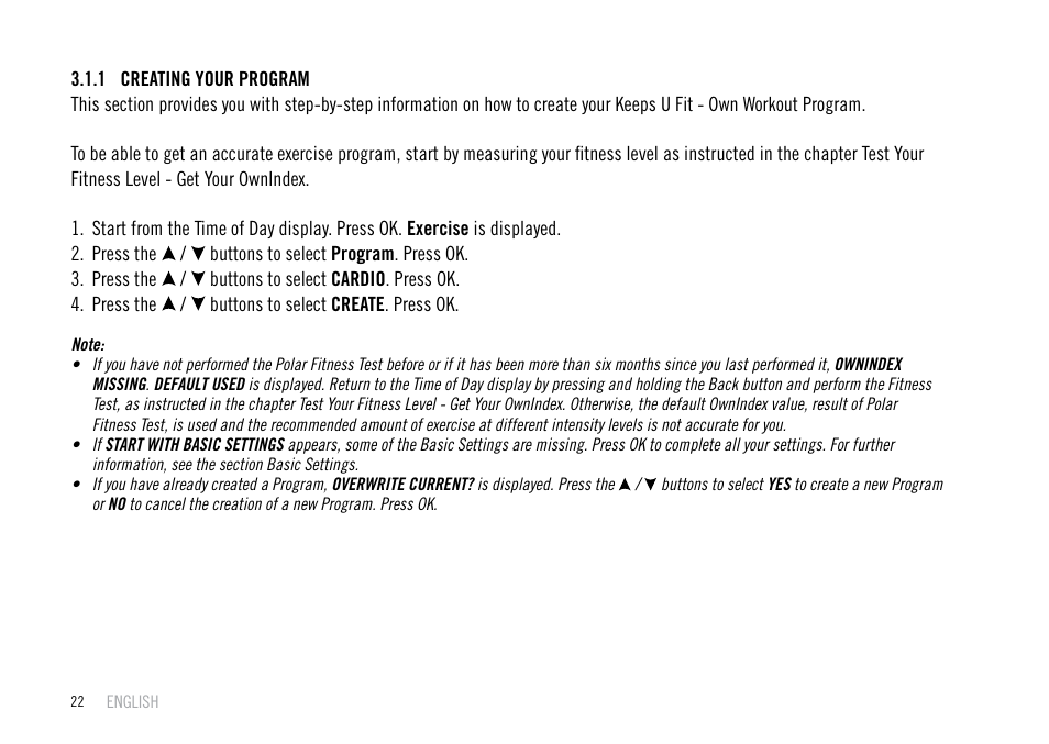 POLAR F55 User Manual | Page 20 / 98