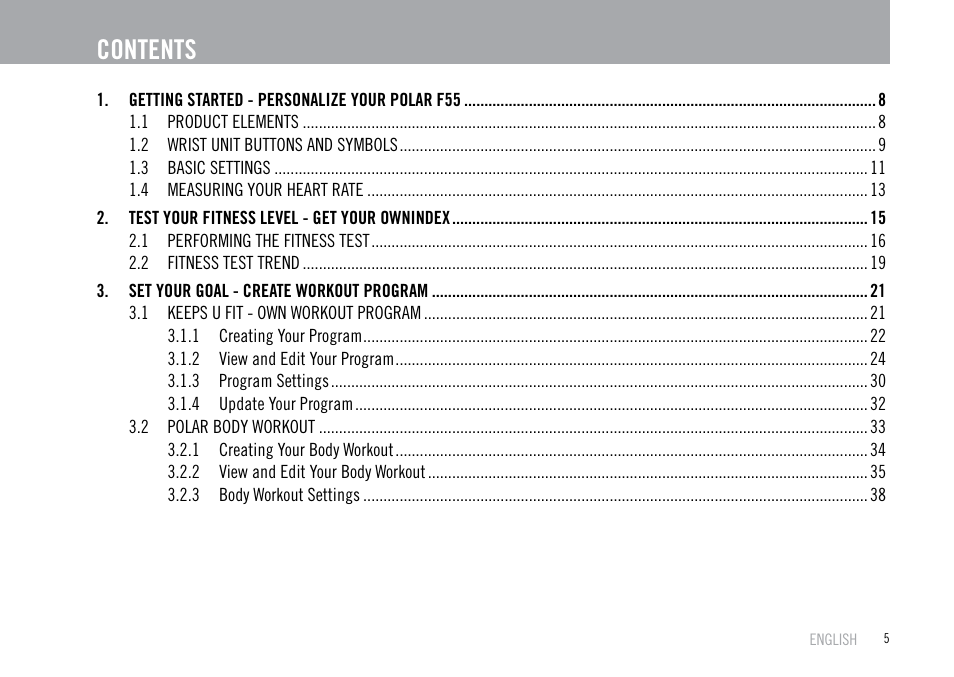 POLAR F55 User Manual | Page 3 / 98