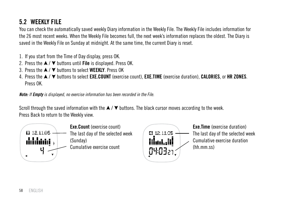 2 weekly file | POLAR F55 User Manual | Page 56 / 98