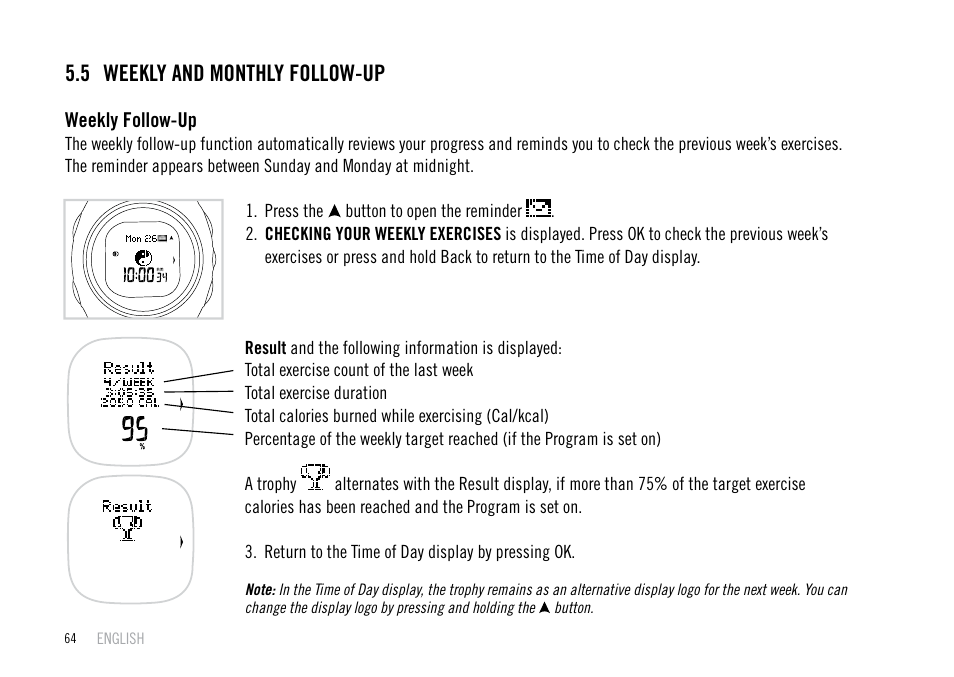 5 weekly and monthly follow-up | POLAR F55 User Manual | Page 62 / 98