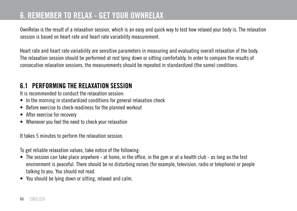 Remember to relax - get your ownrelax | POLAR F55 User Manual | Page 64 / 98
