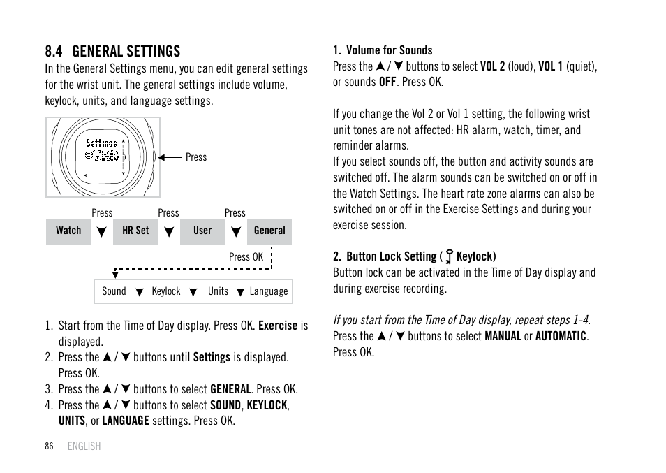 4 general settings | POLAR F55 User Manual | Page 84 / 98