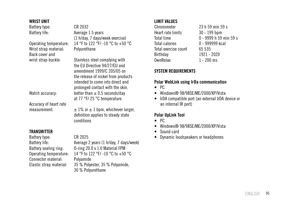 POLAR F55 User Manual | Page 93 / 98