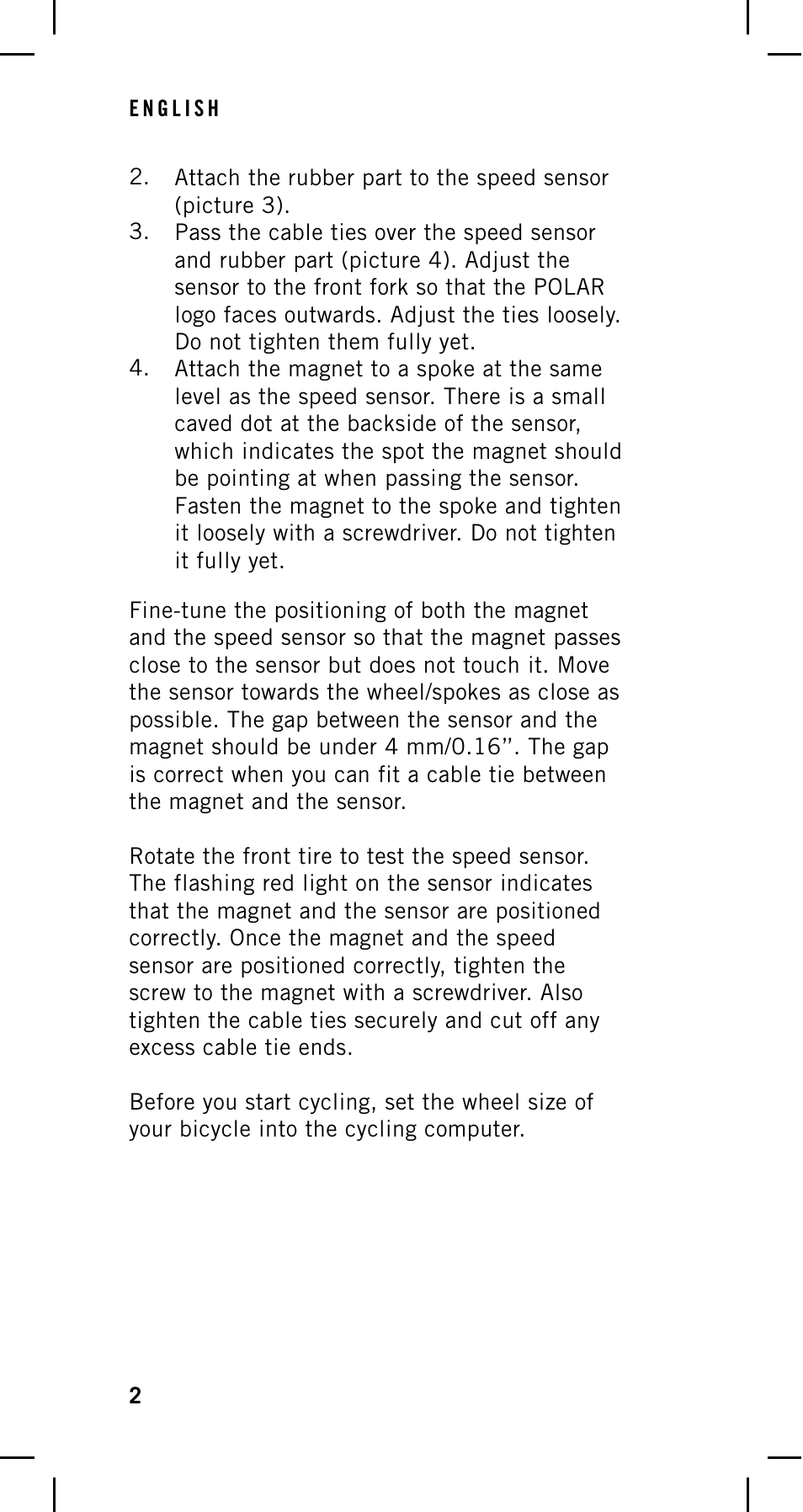 POLAR Cycling Computer User Manual | Page 2 / 8