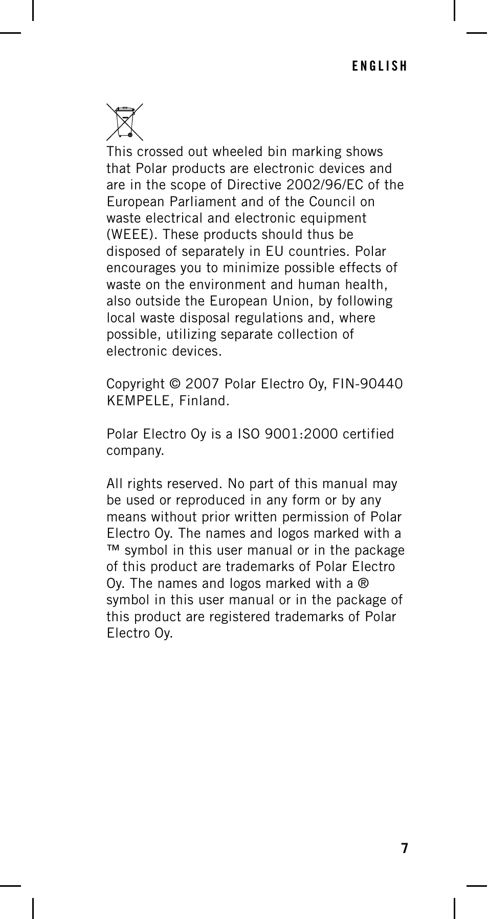 POLAR Cycling Computer User Manual | Page 7 / 8