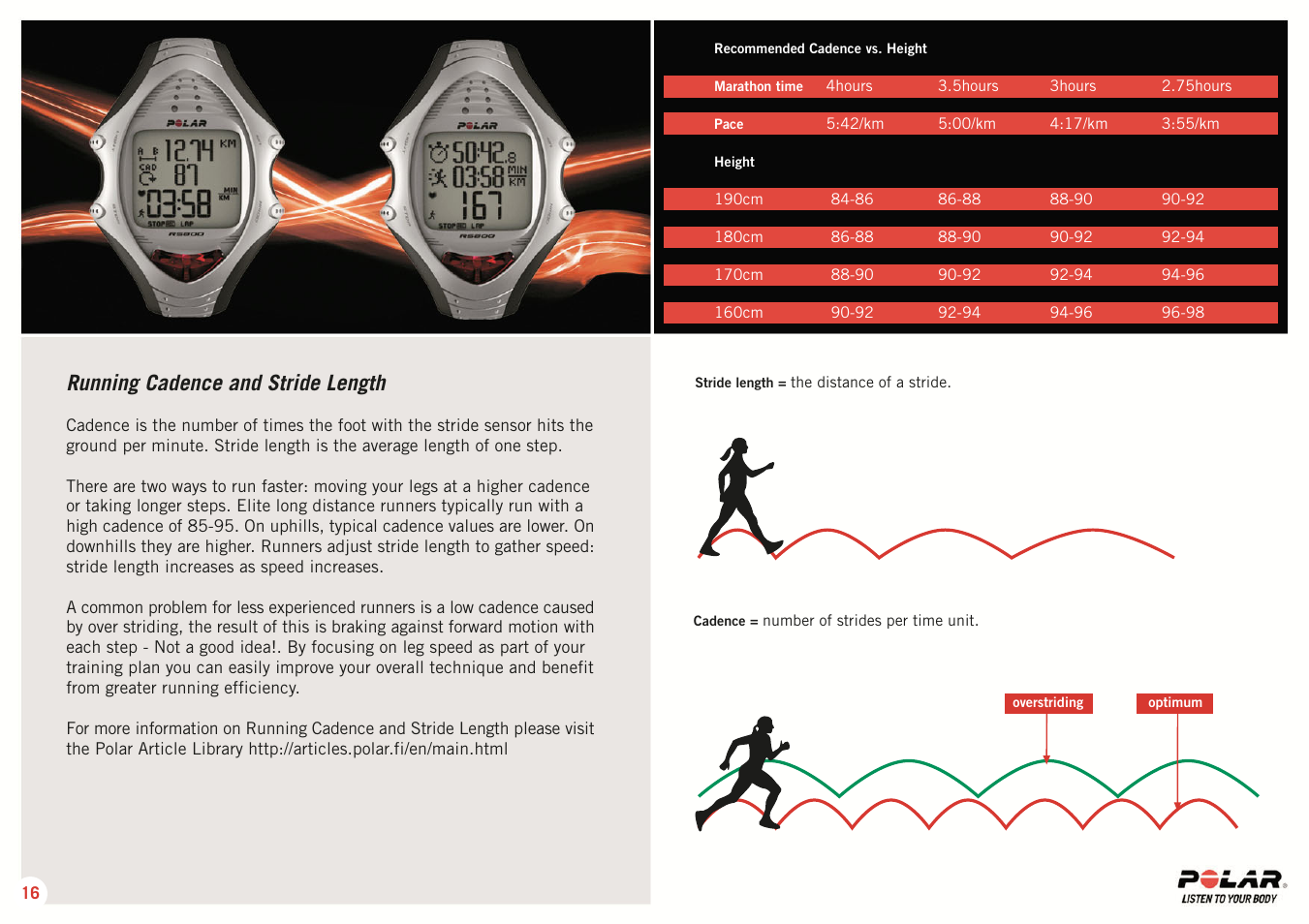 Running cadence and stride length | POLAR RS 800 SD User Manual | Page 16 / 17