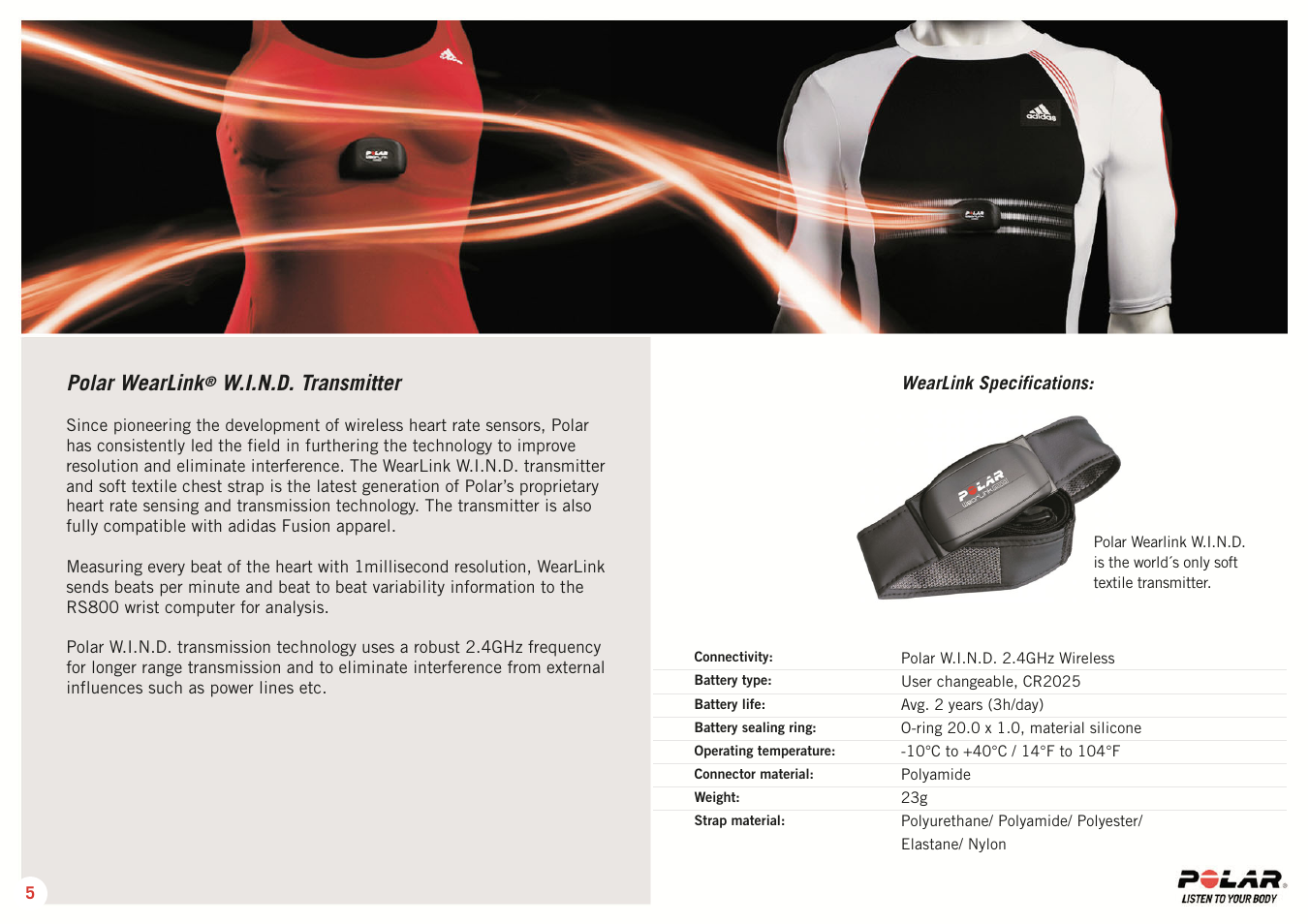 Polar wearlink, W.i.n.d. transmitter | POLAR RS 800 SD User Manual | Page 5 / 17