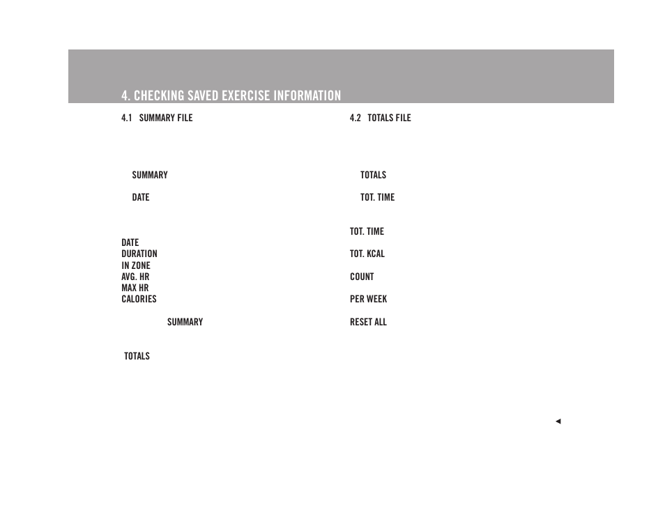 Checking saved exercise information | POLAR F4TM User Manual | Page 13 / 26