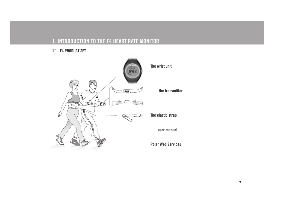 Introduction to the f4 heart rate monitor | POLAR F4TM User Manual | Page 5 / 26