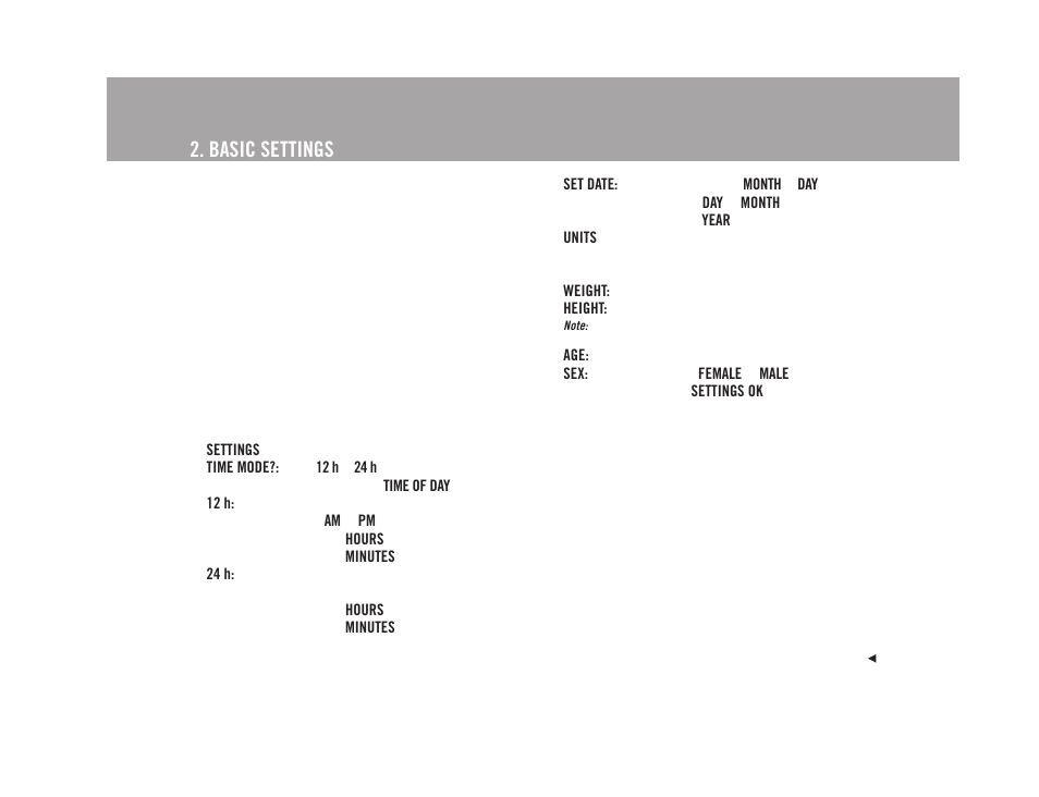 Basic settings | POLAR F4TM User Manual | Page 9 / 26