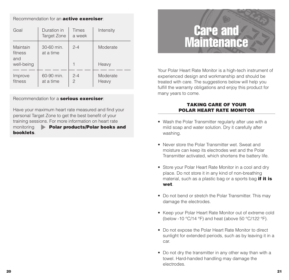 Care and maintenance | POLAR HEARTWATCH User Manual | Page 11 / 17