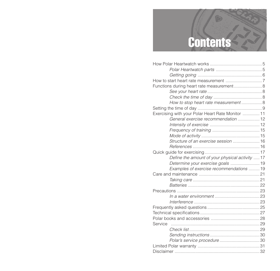 POLAR HEARTWATCH User Manual | Page 2 / 17