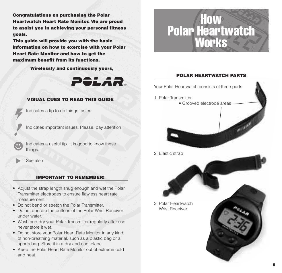 How polar heartwatch works | POLAR HEARTWATCH User Manual | Page 3 / 17