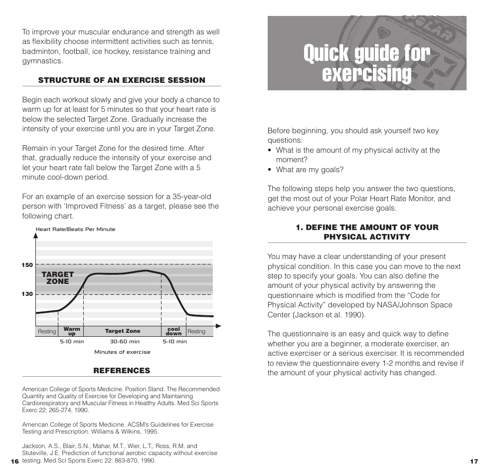 Quick guide for exercising | POLAR HEARTWATCH User Manual | Page 9 / 17