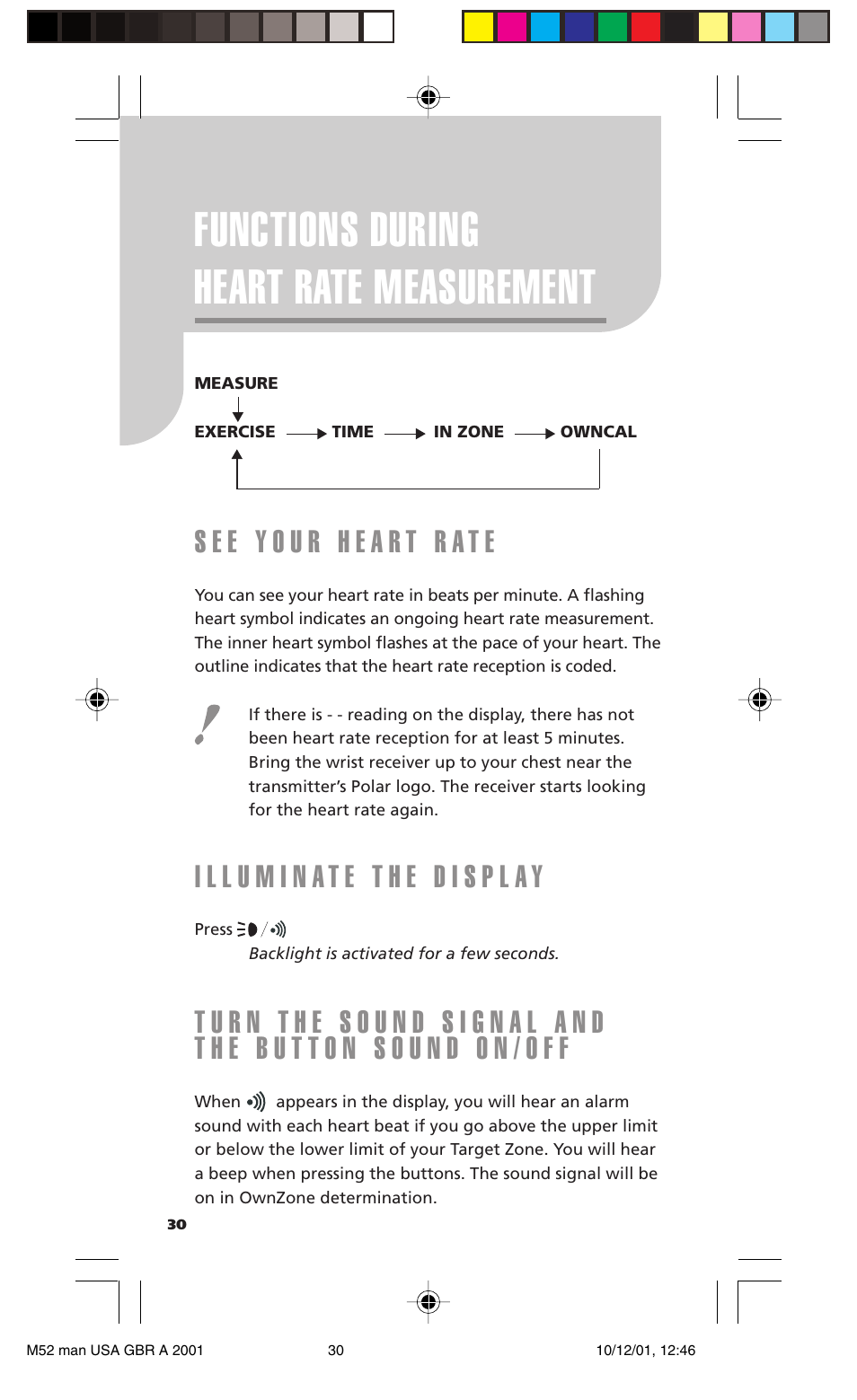 Functions during heart rate measurement | POLAR M21 User Manual | Page 29 / 59