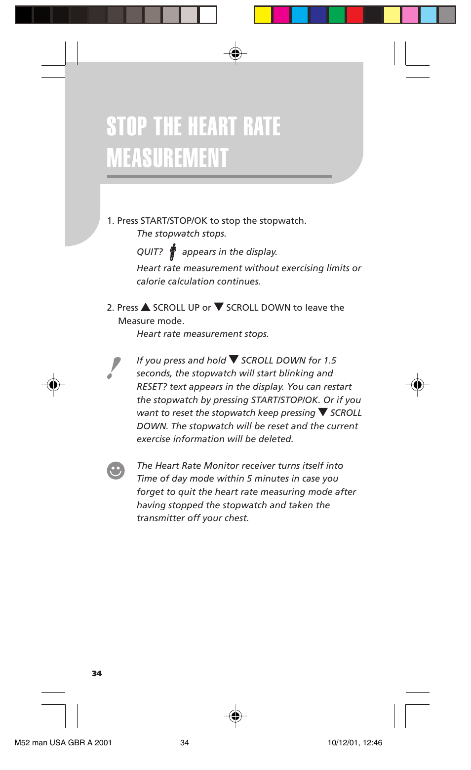 Stop the heart rate measurement | POLAR M21 User Manual | Page 33 / 59