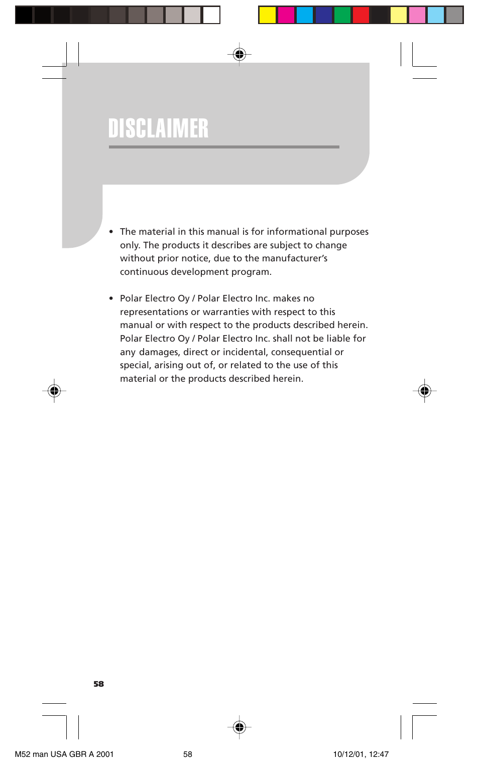 Disclaimer | POLAR M21 User Manual | Page 57 / 59