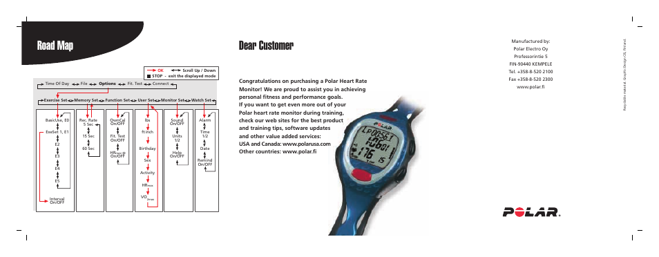 Road map, Dear customer | POLAR S610i User Manual | Page 2 / 93