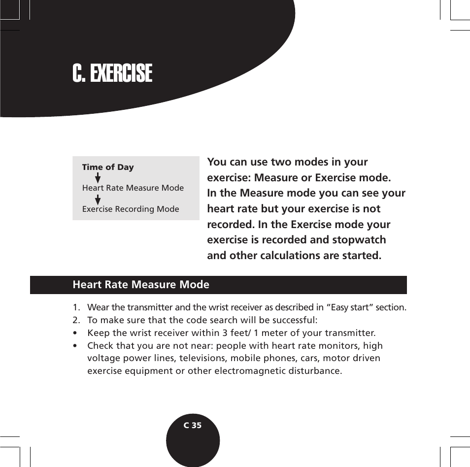 C. exercise | POLAR S610i User Manual | Page 37 / 93