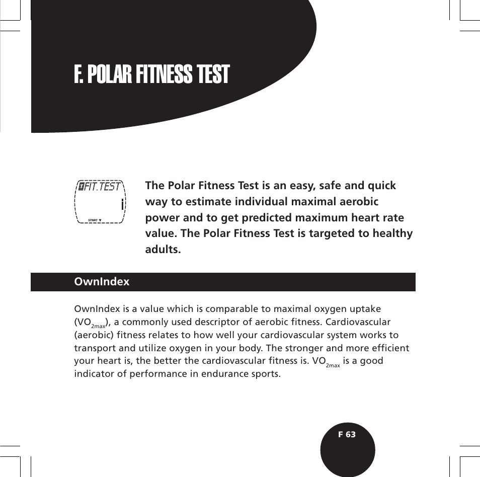 F. polar fitness test | POLAR S610i User Manual | Page 65 / 93