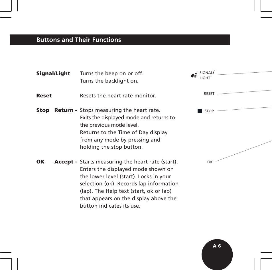 Buttons and their functions | POLAR S610i User Manual | Page 8 / 93