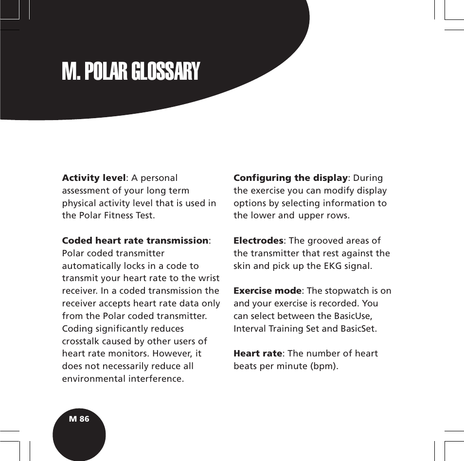 M. polar glossary | POLAR S610i User Manual | Page 88 / 93