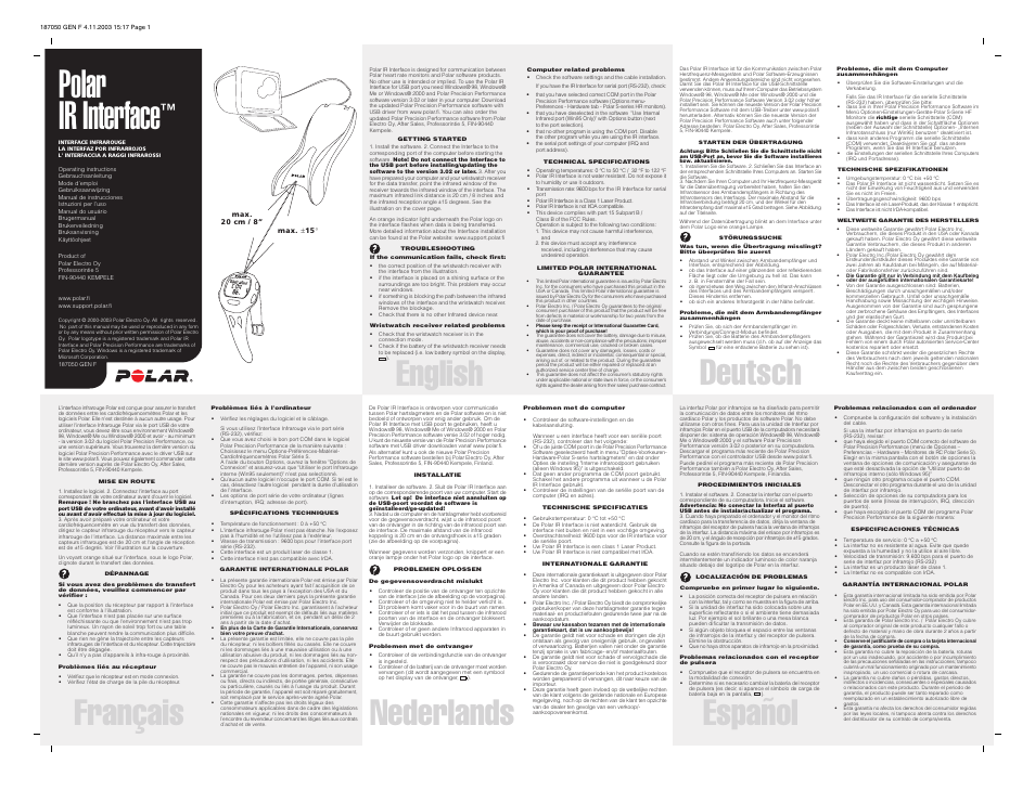 POLAR IR INTERFACE User Manual | 2 pages