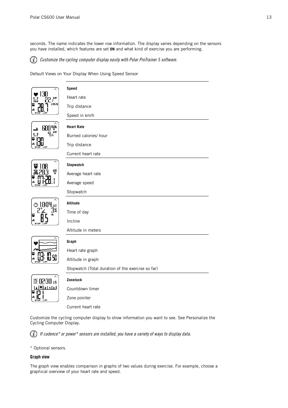 Graph view | POLAR CS600 User Manual | Page 13 / 56