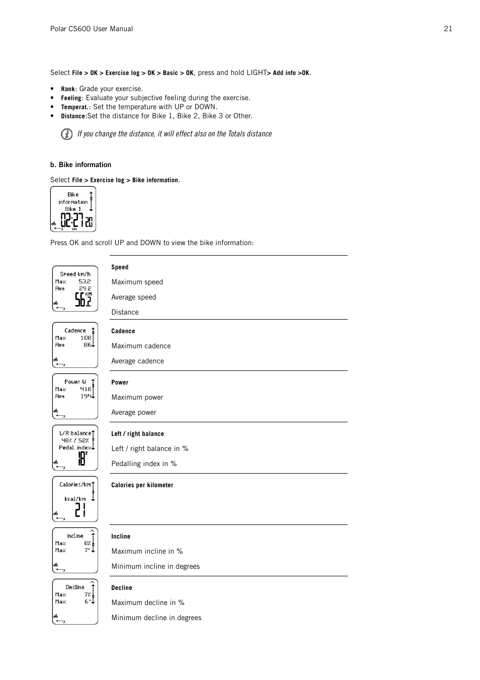 POLAR CS600 User Manual | Page 21 / 56