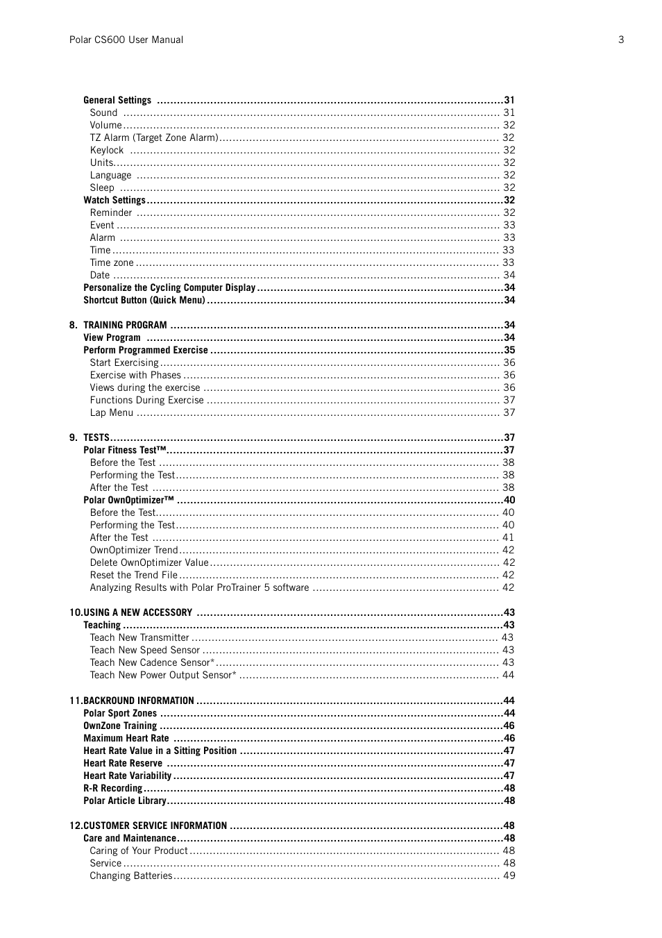 POLAR CS600 User Manual | Page 3 / 56