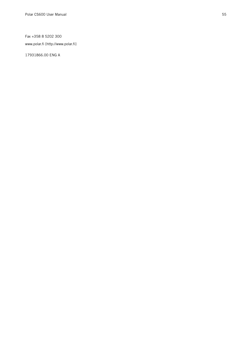 POLAR CS600 User Manual | Page 55 / 56