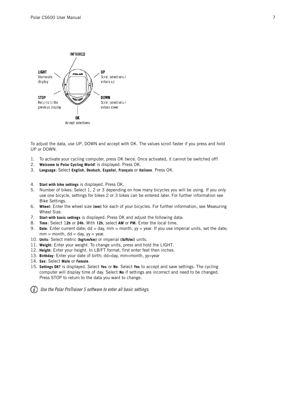 POLAR CS600 User Manual | Page 7 / 56