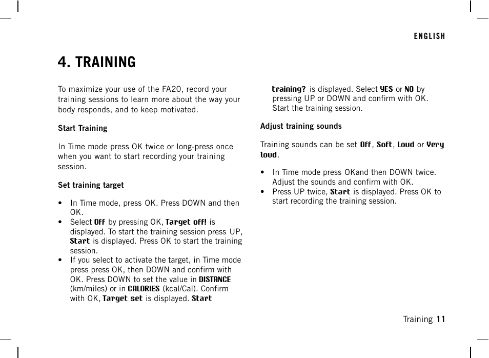 Training | POLAR DA20 User Manual | Page 11 / 30