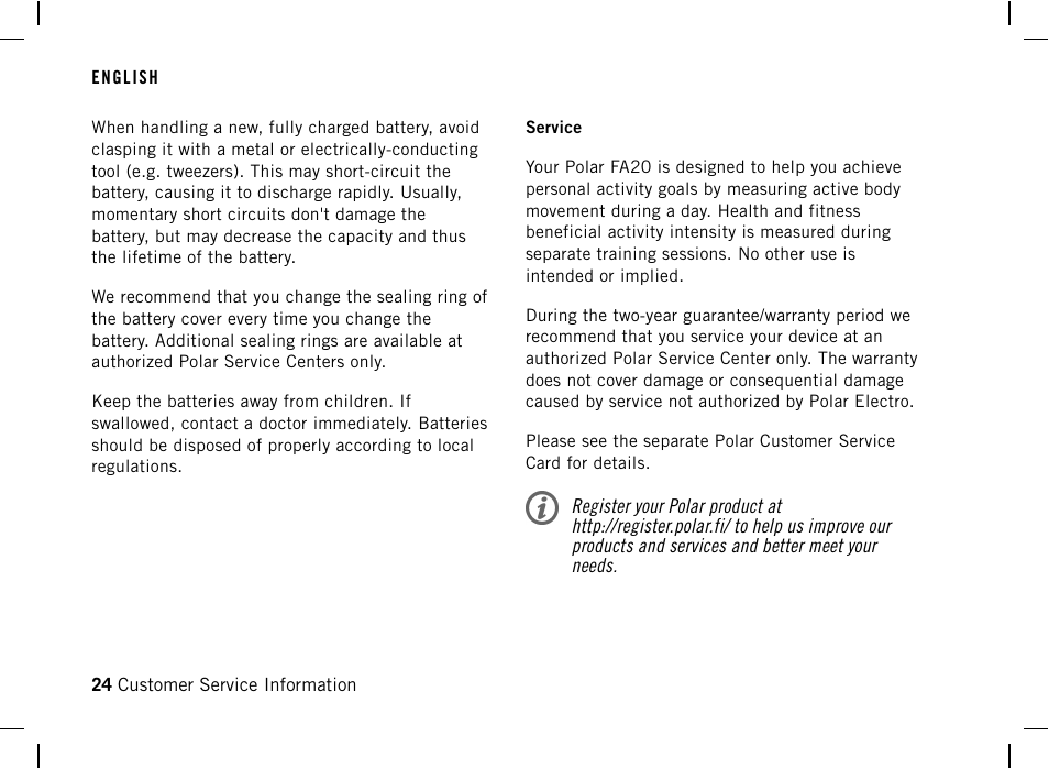 POLAR DA20 User Manual | Page 24 / 30