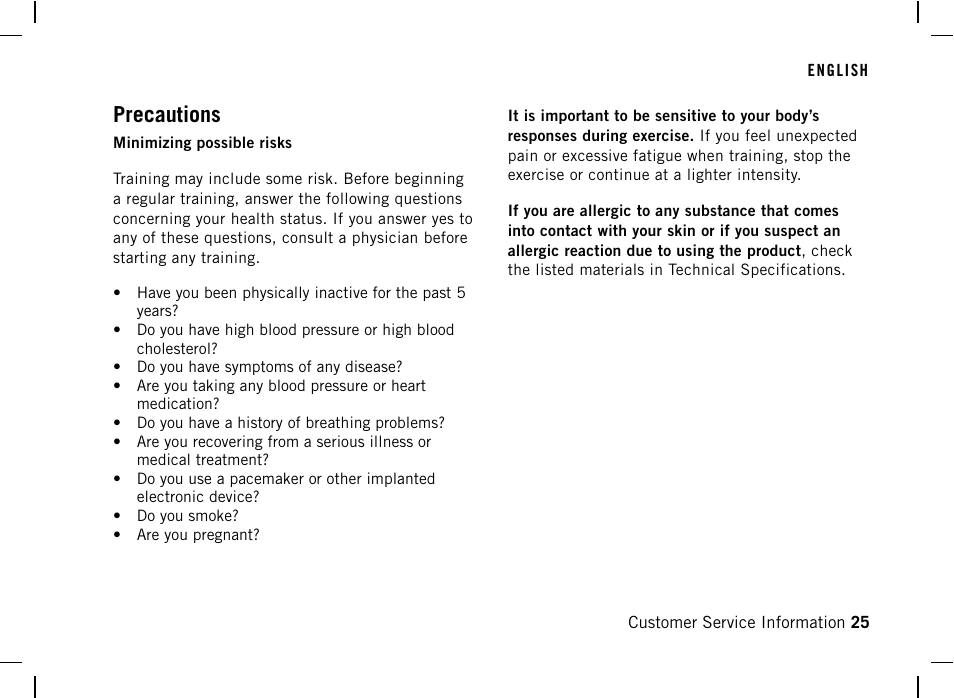 Precautions | POLAR DA20 User Manual | Page 25 / 30