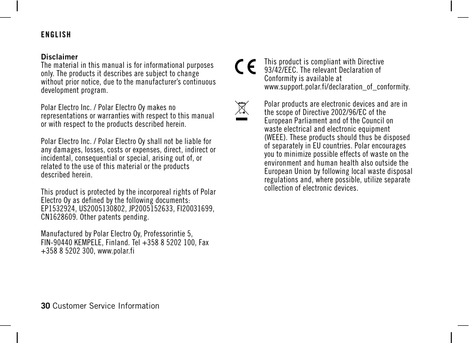 POLAR DA20 User Manual | Page 30 / 30