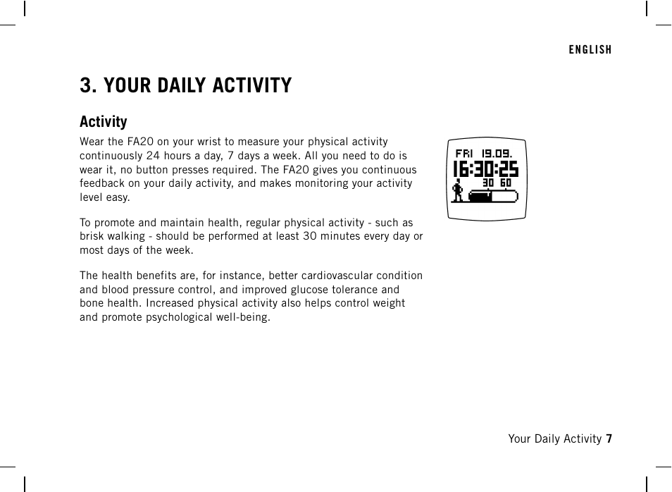 Your daily activity, Activity | POLAR DA20 User Manual | Page 7 / 30