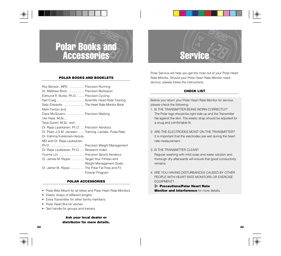 Service, Polar books and accessories | POLAR FIN-90440 User Manual | Page 16 / 20