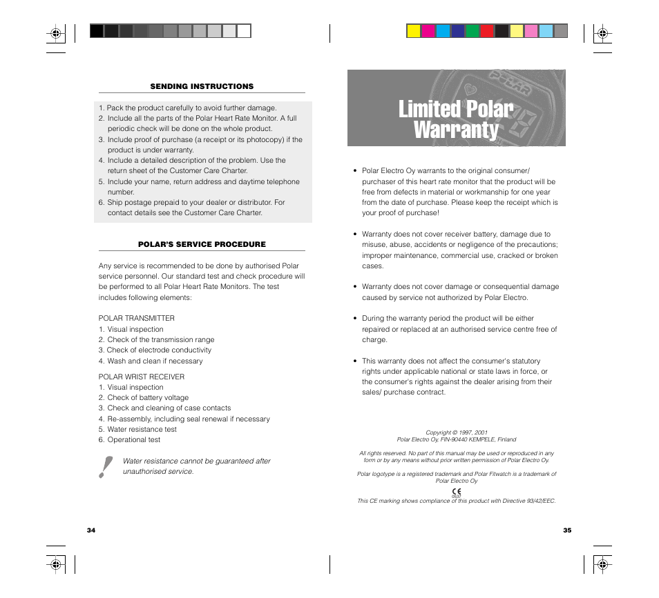 Limited polar warranty | POLAR FIN-90440 User Manual | Page 17 / 20