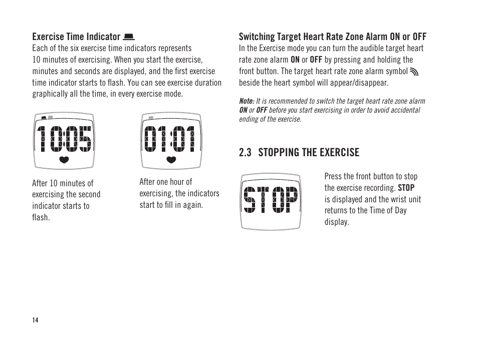 3 stopping the exercise | POLAR FS2 User Manual | Page 11 / 26