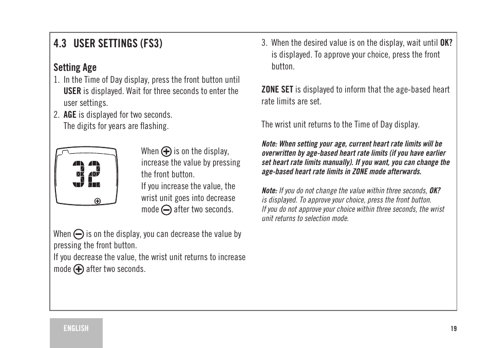 3 user settings (fs3) | POLAR FS2 User Manual | Page 16 / 26