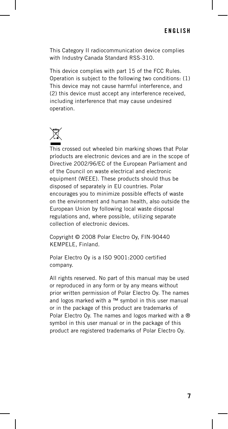 POLAR GPS Sensor G1 User Manual | Page 7 / 8