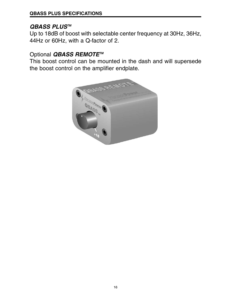 Qbass plus, Qbass remote | Precision Power D500/1 User Manual | Page 17 / 23