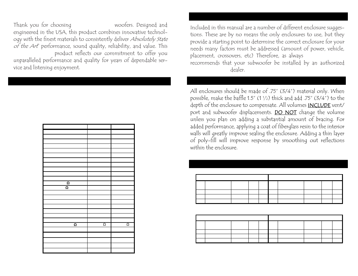 Features, parameters, & dimensions, Enclosure dimensions, Enclosure construction enclosure recommendations | Absolutely state of the art, Precision power | Precision Power PC.18DS User Manual | Page 2 / 2