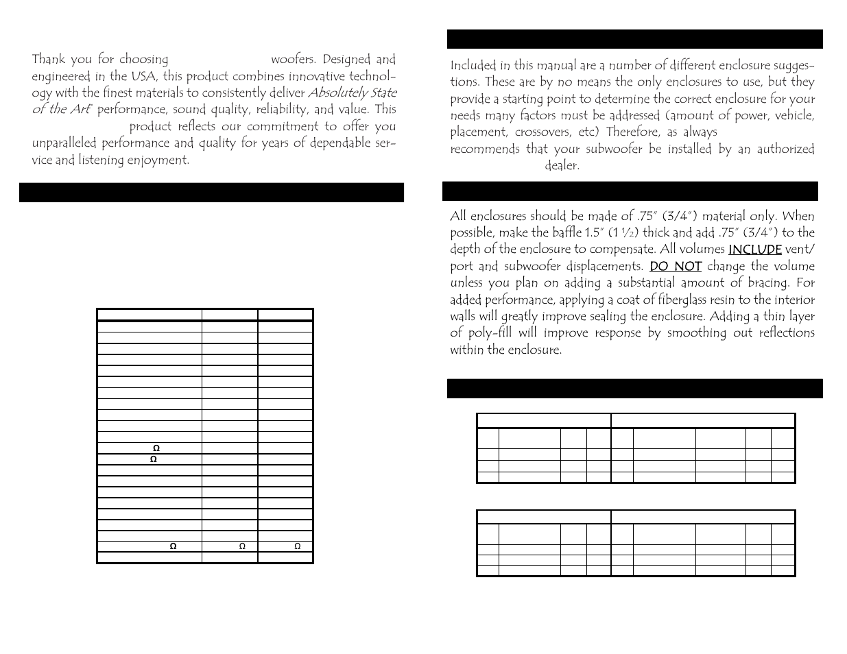 Features, parameters, & dimensions, Enclosure dimensions, Enclosure construction enclosure recommendations | Absolutely state of the art, Precision power | Precision Power SEDONA S.12 User Manual | Page 2 / 2